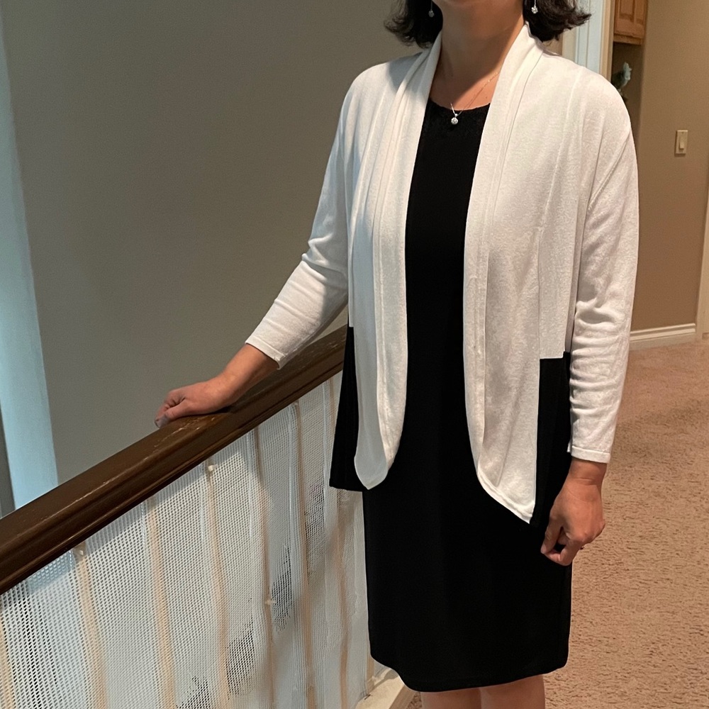 WHBM chic black and white cardigan